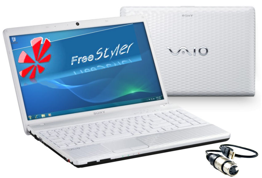 Notebook Sony Vaio mit Steuerdongle und Freestyler - Software